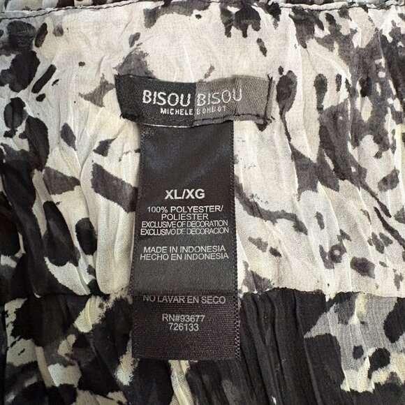Bisou Bisou Beaded Tunic Womens Size XL Black White Sheer Scoop Neck Top NEW - Picture 6 of 9